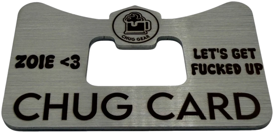 Custom Chug Card with a name and message